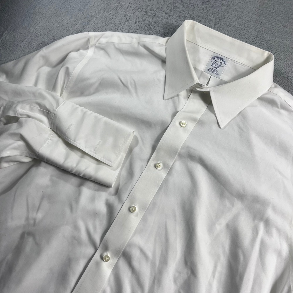 Brooks Brothers Classic Fit Non-Iron Supima Cotton Dress Shirt White 17.5 33